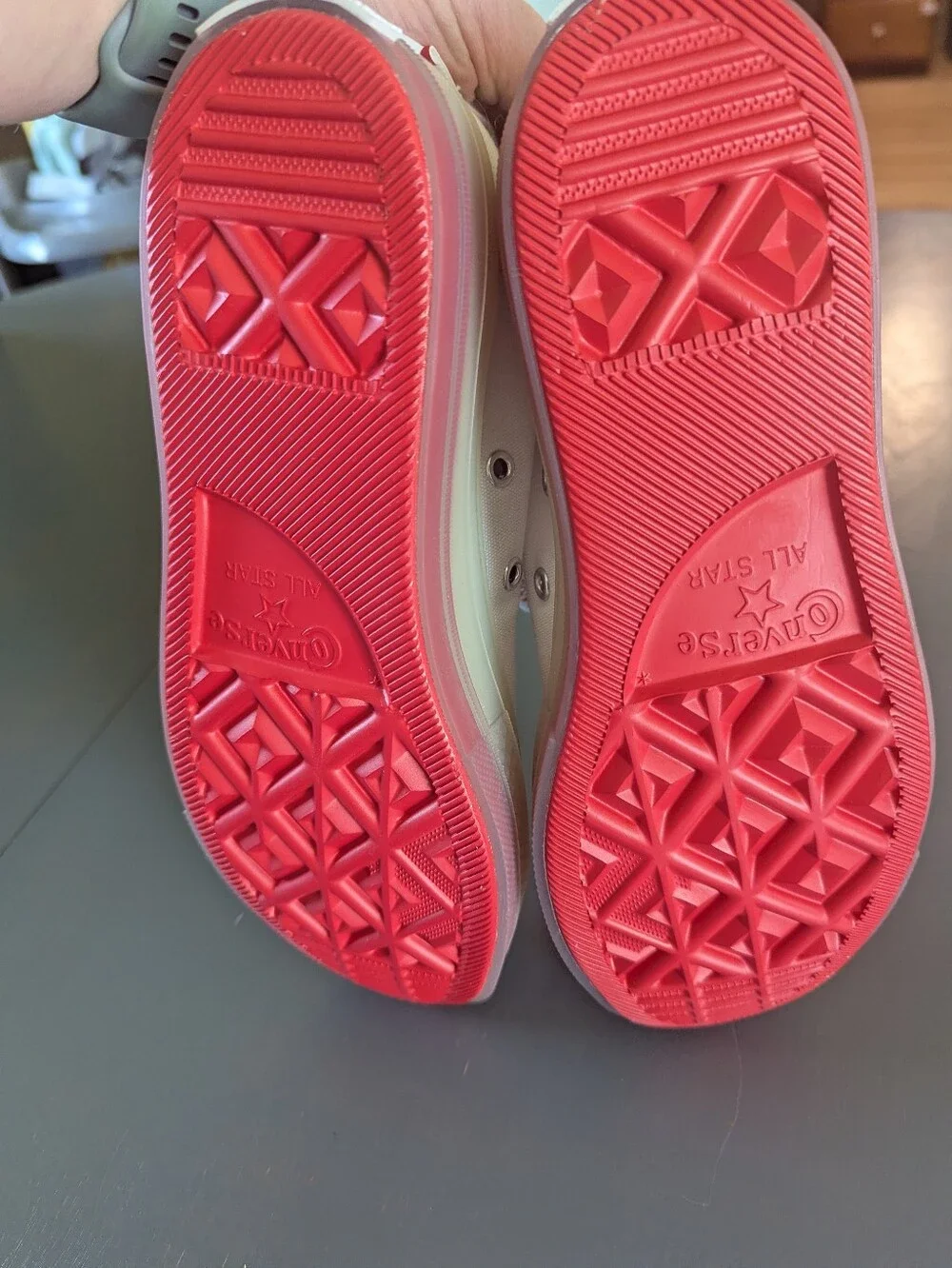 Converse Women's White Canvas Sneakers with Pink/Coral Accent Sole And Stitching